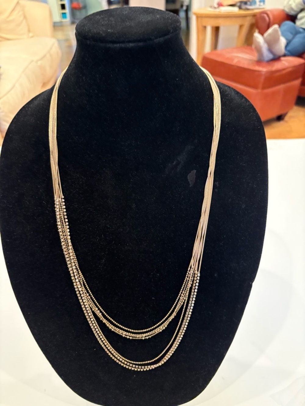Layered Gold-Tone Multi-Strand Women's Necklace